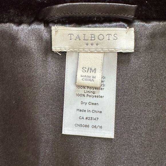 Talbots Womens  Black Plush Faux Fur Pockets Lined Vest Size S/M - Picture 3 of 15